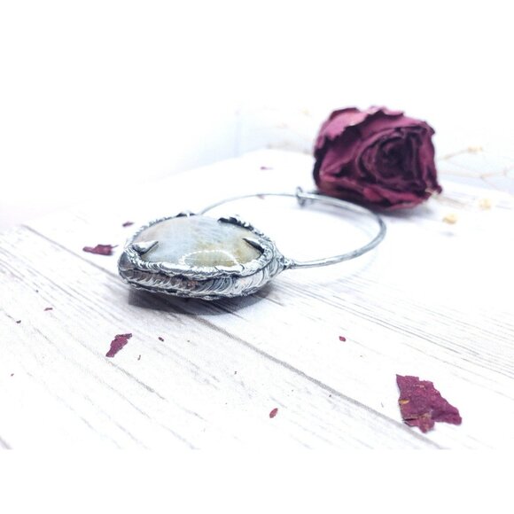 Labradorite Heart Crystal Necklace Handmade Gothic Fantasy Metalwork - Picture 4 of 12